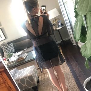 Bathing suit cover up Navy blue/black 100% silk